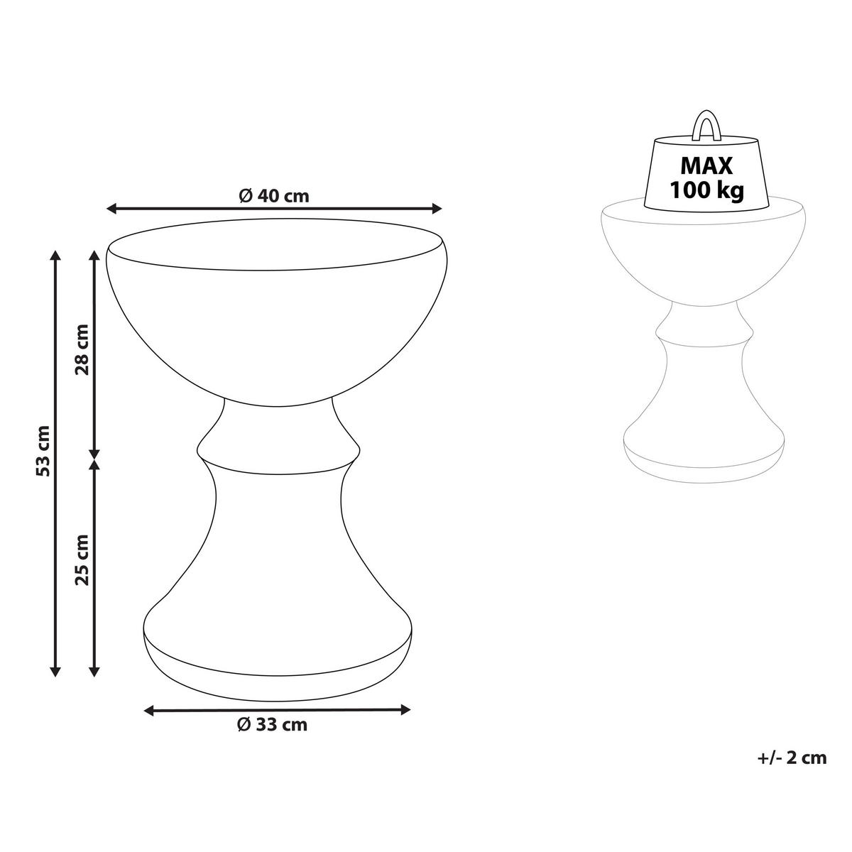 BEISTELLTISCH Beton heller Holzfarbton rund 40 cm Caldaro - Hellbraun, Stein (40/40/53cm) - Beliani