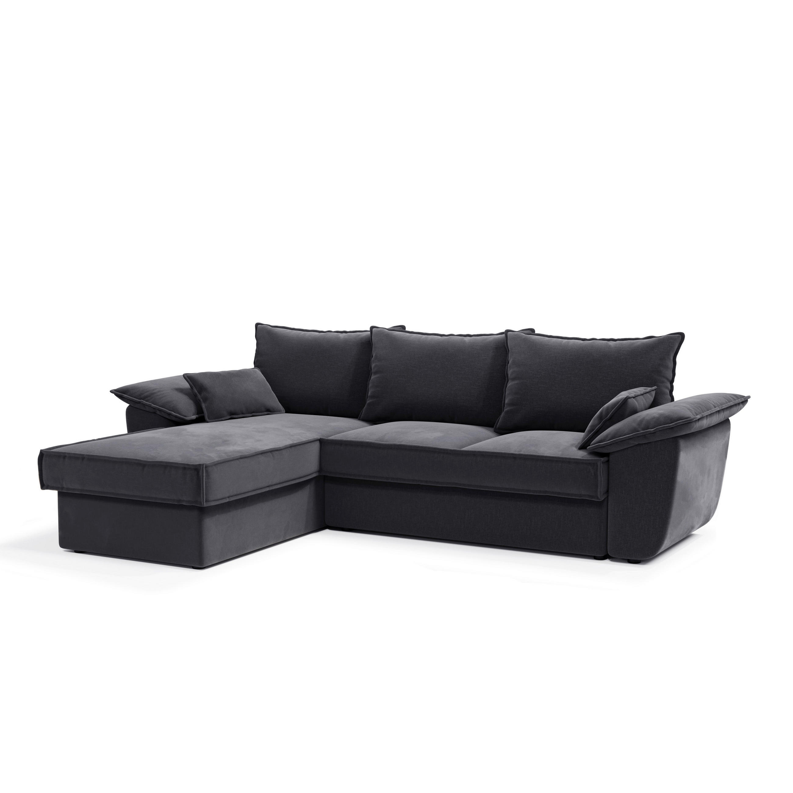 ECKSOFA LINKS Samtstoff Graphitgrau 257cm - Graphitfarben/Grau, Textil (168/257cm) - Sia Home