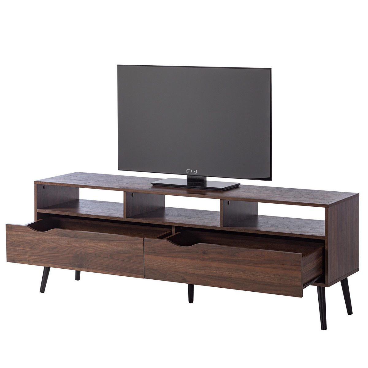 TV-LOWBOARD - Walnuss Dekor, 160 cm - Walnussfarben/Schwarz, Holzwerkstoff (160/57/39cm) - home24