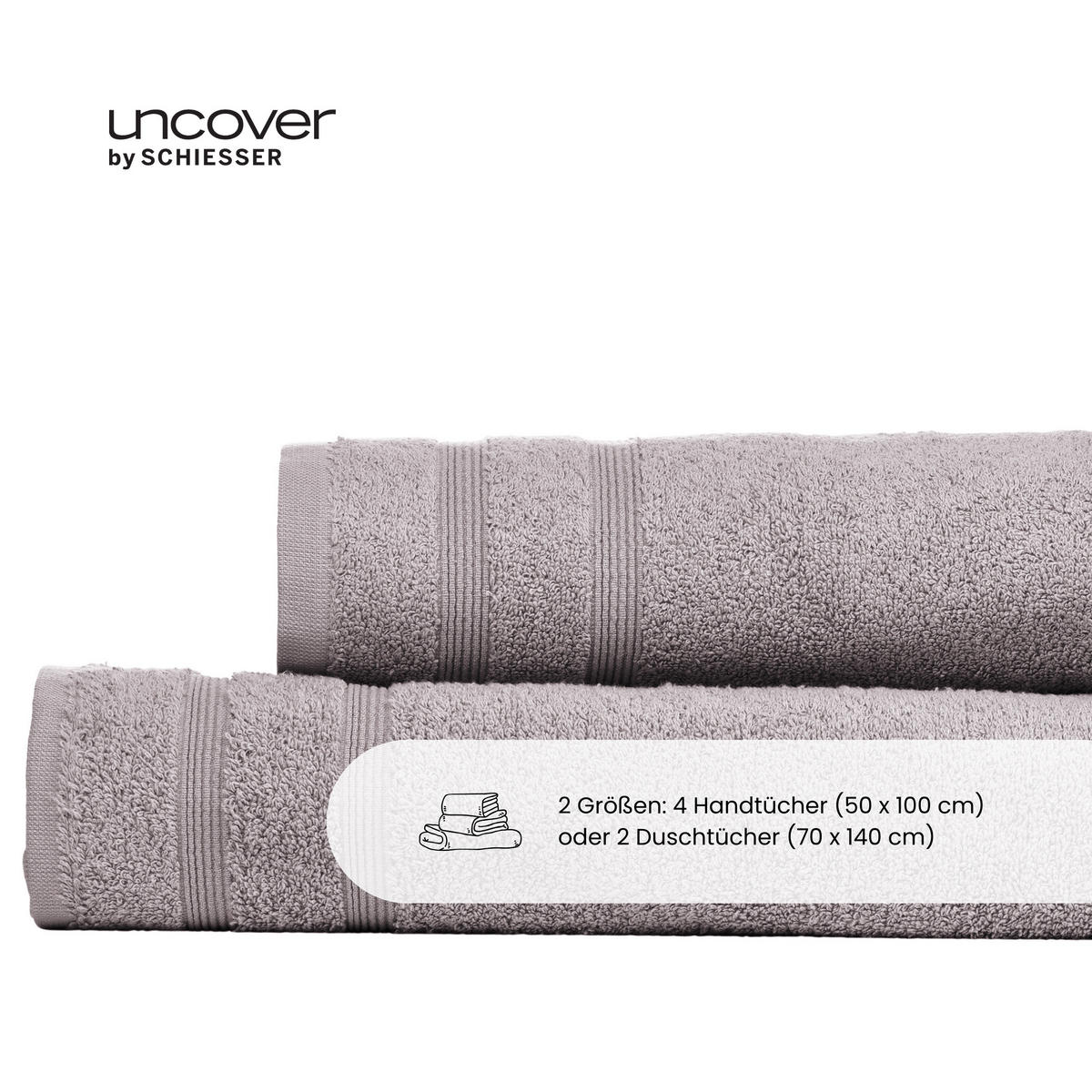 HANDTUCHSET Brooklyn - 4-teilig - 50x100cm - Hellgrau - Hellgrau, Textil (50/100cm) - Uncover by Schiesser