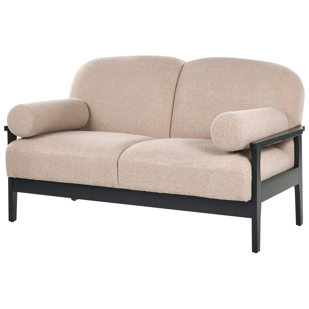 2-SITZER-SOFA Bouclé Beige Pilarne - Beige/Schwarz, Textil (153/88/84cm) - Beliani