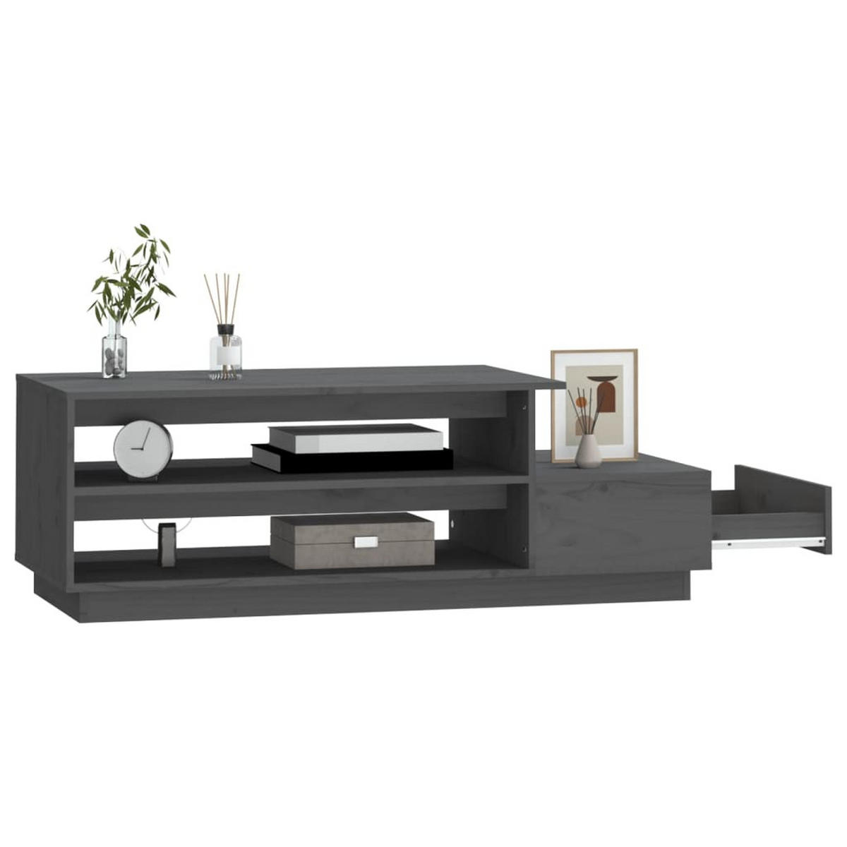 COUCHTISCH Grau 120x50x40,5 cm Massivholz Kiefer - Grau, Holz (120/50/40.5cm) - furnicato