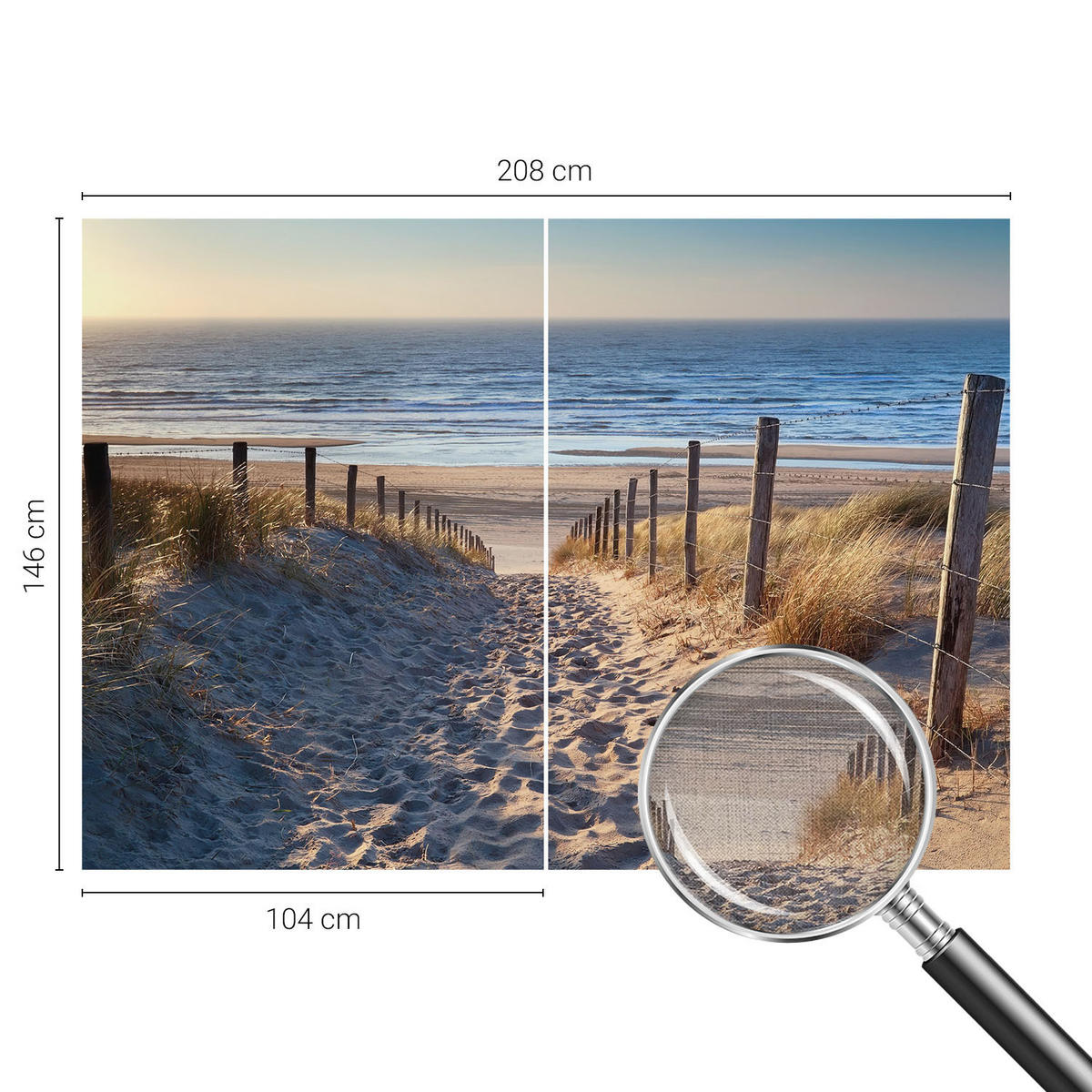 FOTOTAPETE 208x146 cm - Strandweg - Weiß, Textil (208/146cm) - Wallfluent