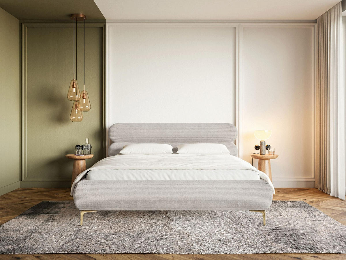 POLSTERBETT Roule Cord Greige 140x200 cm - Taupe/Goldfarben, Textil/Metall (140/200cm) - Selsey