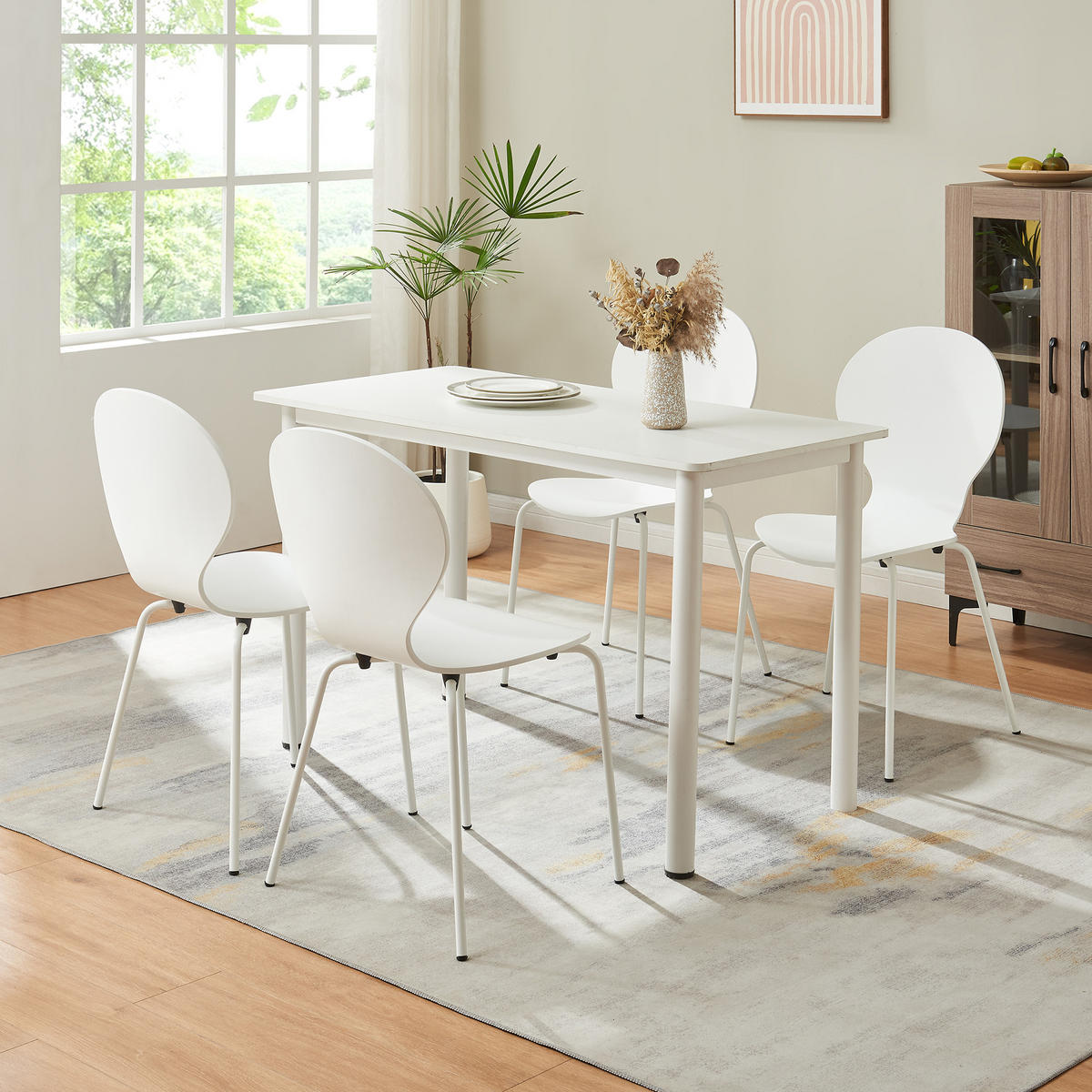 ESSZIMMERSTUHL-SET 4 TLG. Etne - Chromfarben/Weiß, Holz/Metall (48/85/50cm) - [en.casa]