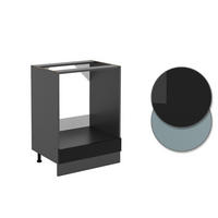 HERDUMBAUSCHRANK R-Line Schwarz Hochglanz 60 cm, AP Eiche - Schwarz Hochglanz/Anthrazit, Holzwerkstoff (60/81.6/60cm) - Vicco