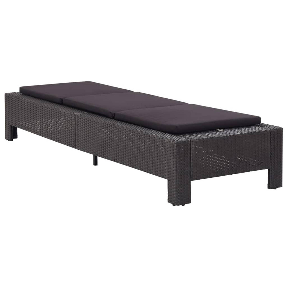 SONNENLIEGE mit Auflage Schwarz Poly Rattan - Schwarz, Holz (75/35/220cm) - furnicato