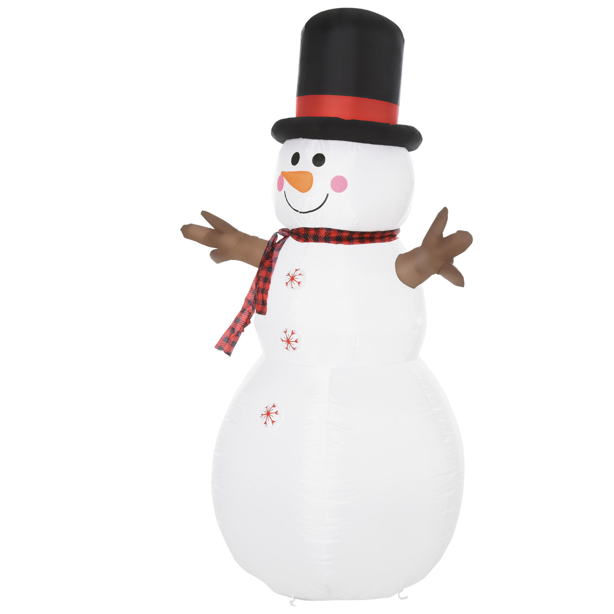 AUFBLASBARER Schneemann, Polyester, Weiß+Schwarz - Multicolor, Kunststoff (80/182/100cm) - HOMCOM