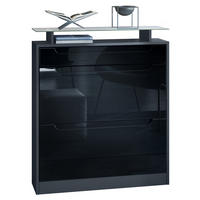 SCHUHSCHRANK Fiesta Fronten in Schwarz Hochglanz, Griffmulden in Schwarz Hochglanz - Schwarz Hochglanz, Holzwerkstoff (89/104/23cm) - Vladon