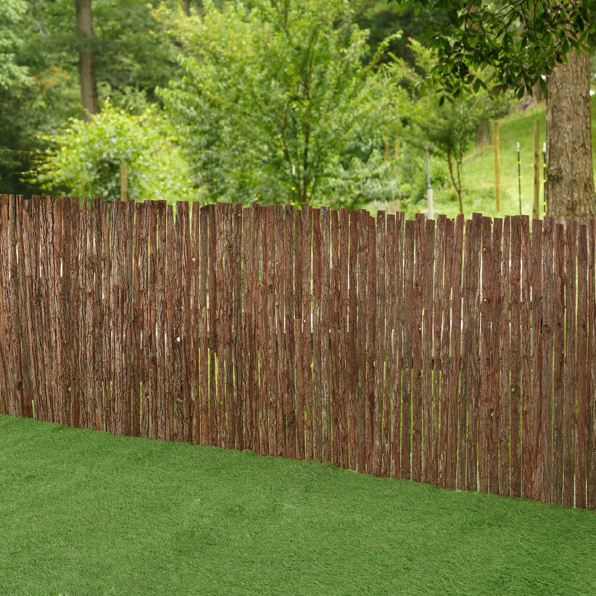 RINDENZAUN Zamora - Dunkelbraun, Naturmaterialien (300/100cm) - casa.pro