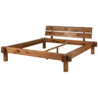 BALKENBETT Zerreiche 180x200 tabacco geölt JANGALI #322 - Braun, Holz (180/200cm) - Massivmoebel24