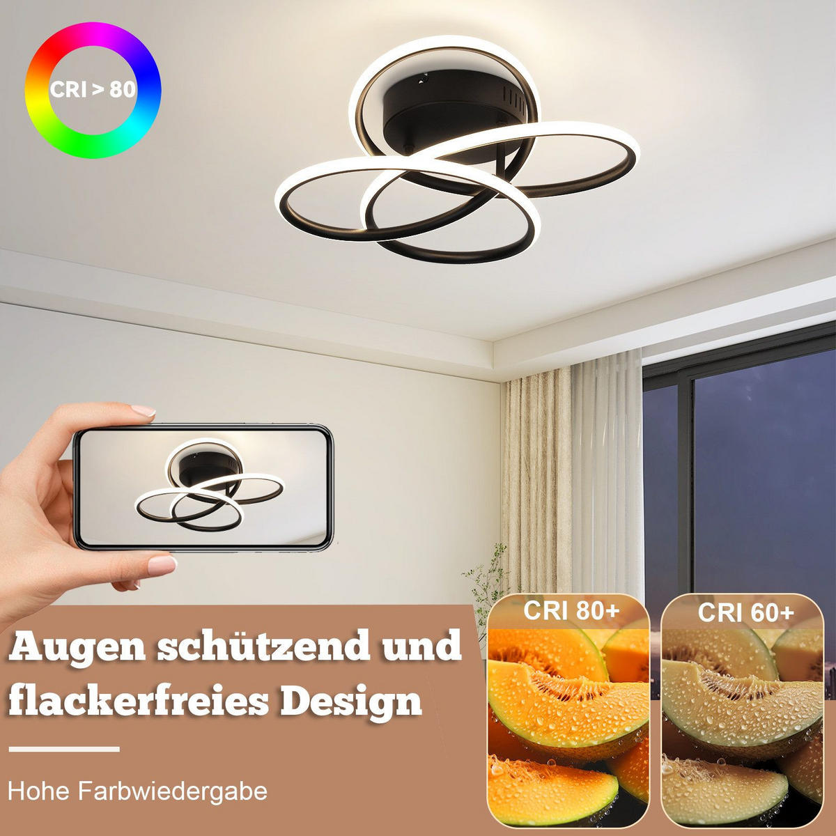 LED-DECKENLEUCHTE Mackerley 33/36/14cm - Schwarz, Metall (36/33/14cm) - Nettlife