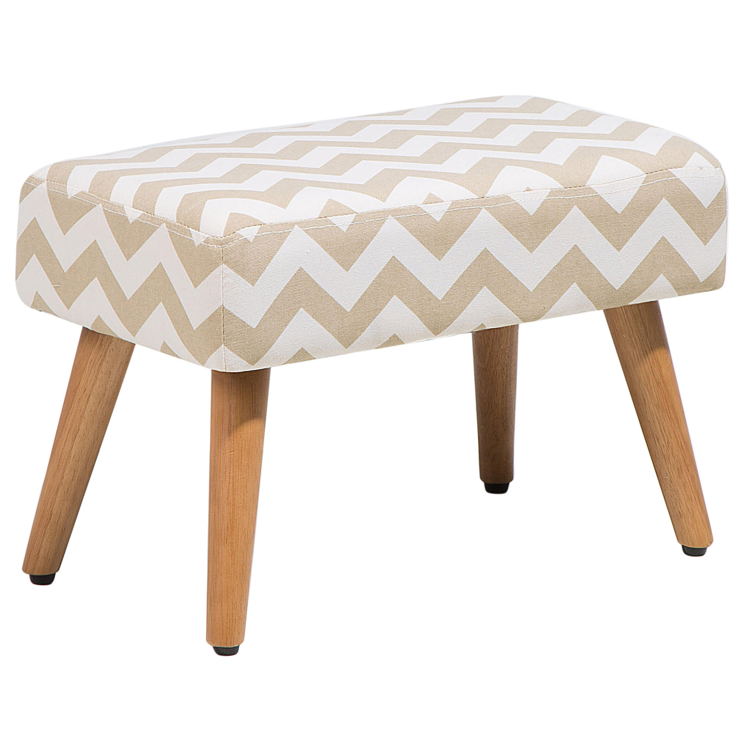 HOCKER Takoma 30/50/35 cm - Beige/Weiß, Naturmaterialen/Textil (50/35/30cm) - Beliani