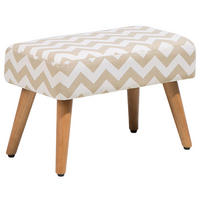 HOCKER Takoma 30/50/35 cm - Beige/Weiß, Naturmaterialien/Textil (50/35/30cm) - Beliani