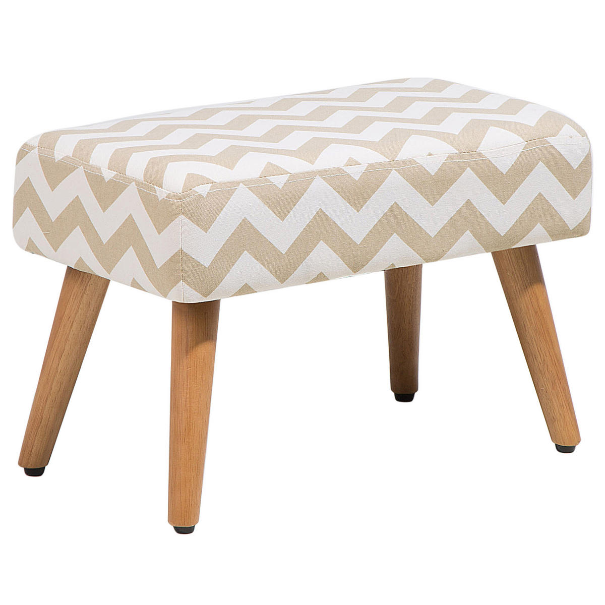 HOCKER Takoma 30/50/35 cm - Beige/Weiß, Naturmaterialien/Textil (50/35/30cm) - Beliani