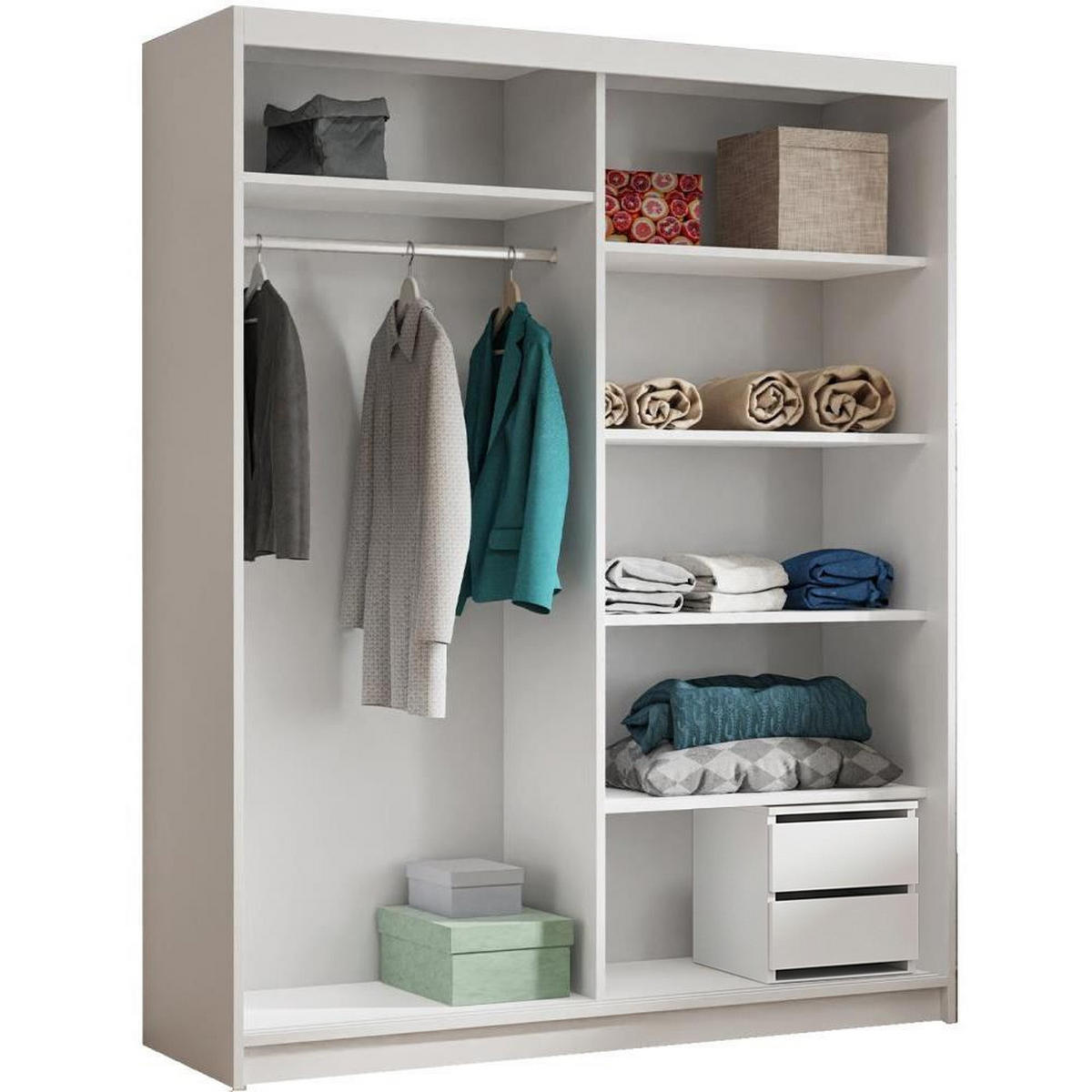 SCHWEBETÜRENSCHRANK Hela 100/205/60 2-türig eiche Artisan/schwarz mit Schubkasteneinsatz - Schwarz/Eiche Artisan, Holzwerkstoff (100/205/60cm) - Beautysofa