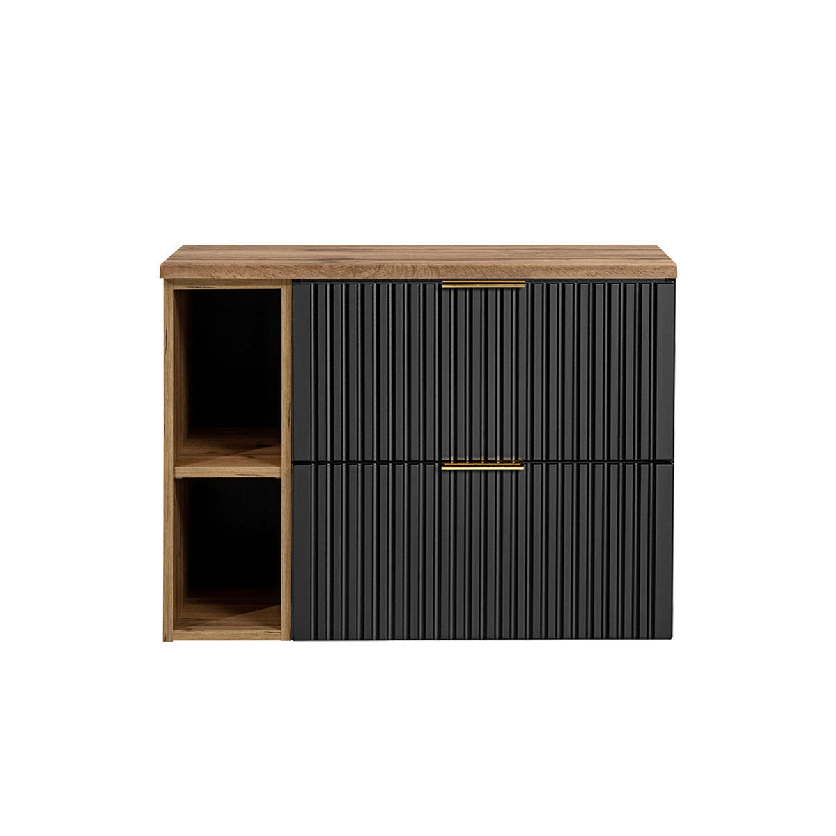 WASCHTISCHUNTERSCHRANK 80.6cm Adriel Schwarz und Holz - Schwarz, Holzwerkstoff (80.6/59/46cm) - Petits-meubles