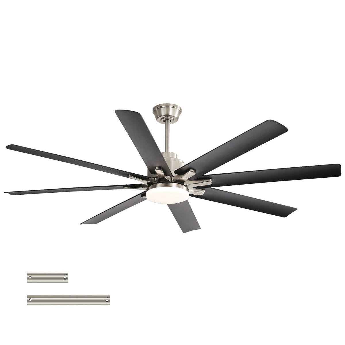 DECKENVENTILATOR 52Zoll LED Licht 8 ABS Flügel Fernbedienung - Schwarz, Kunststoff (132.08/132.08/26.8cm) - CASIVA
