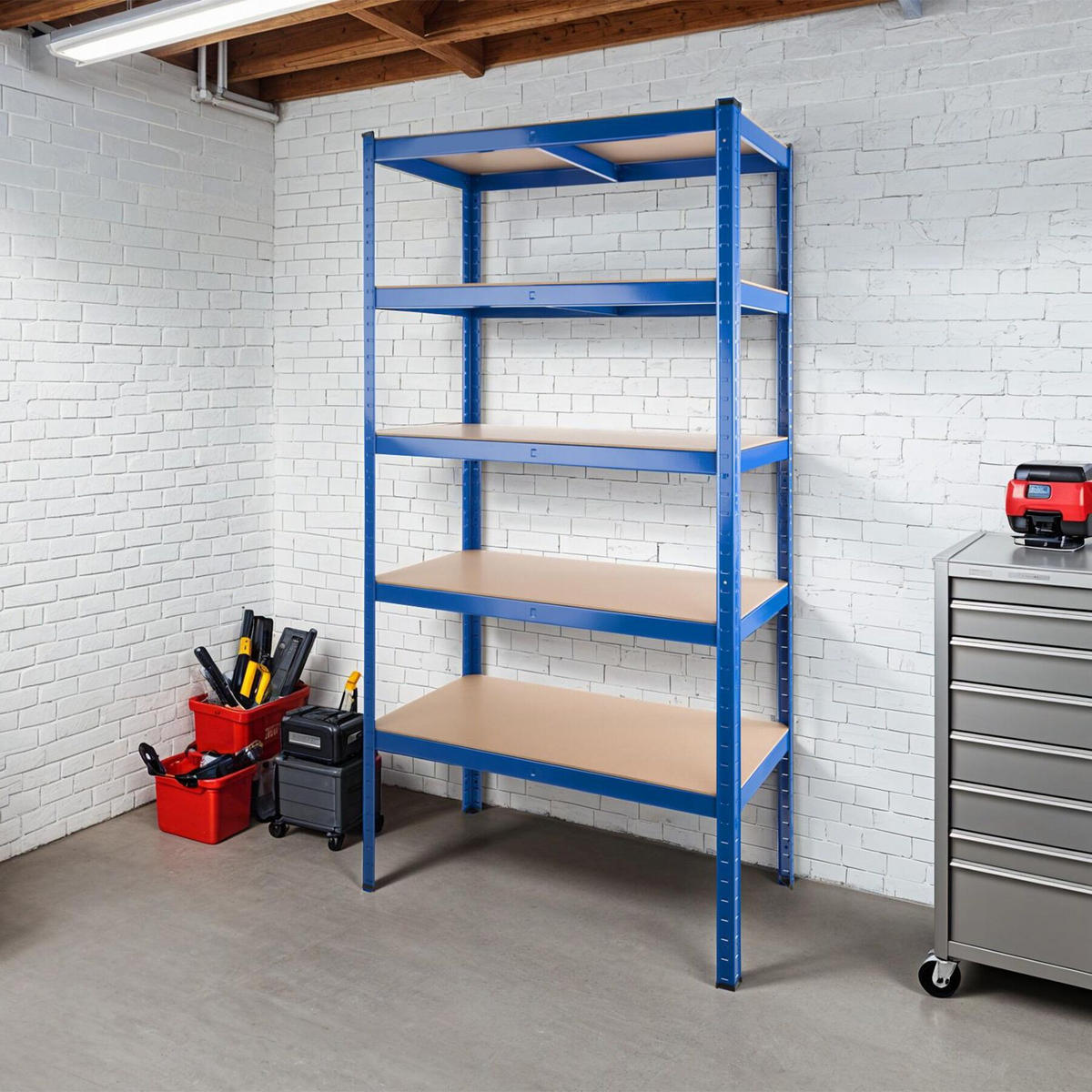 SCHWERLASTREGAL , 90,5 x 45,5 x 180,5 cm, blau - Blau, Metall (45.5/180.5/90.5cm) - tectake