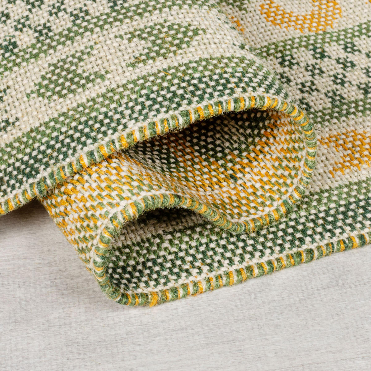 JUTETEPPICH CAM, im Boho-Stil, Grün-Gelb, 120 x 170 cm - Grün, Textil (120/170cm) - KADIMA DESIGN