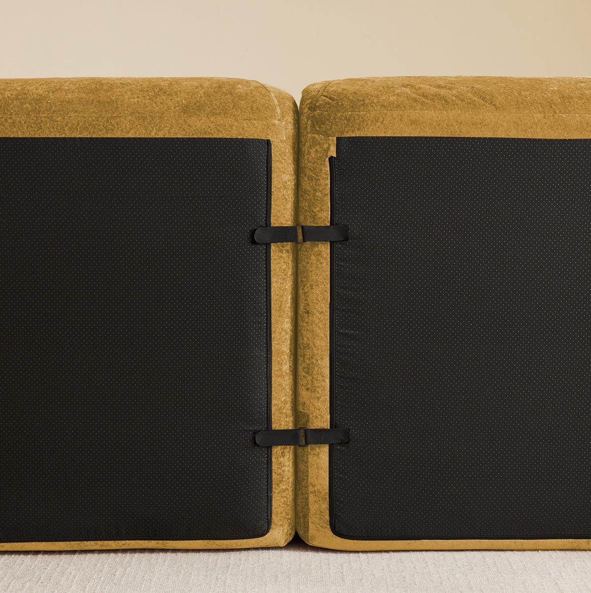 SOFA Modulsofa 4-Sitzer Chenille Yellow mit 2 Hockern - Gelb, Kunststoff (171/76/358.1cm) - Meubliv