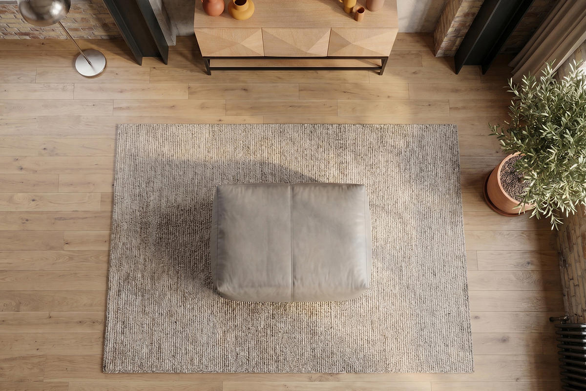 POLSTERHOCKER CELESTE Grau Leder - Grau, Leder/Kunststoff (120/48/80cm) - KAWOLA