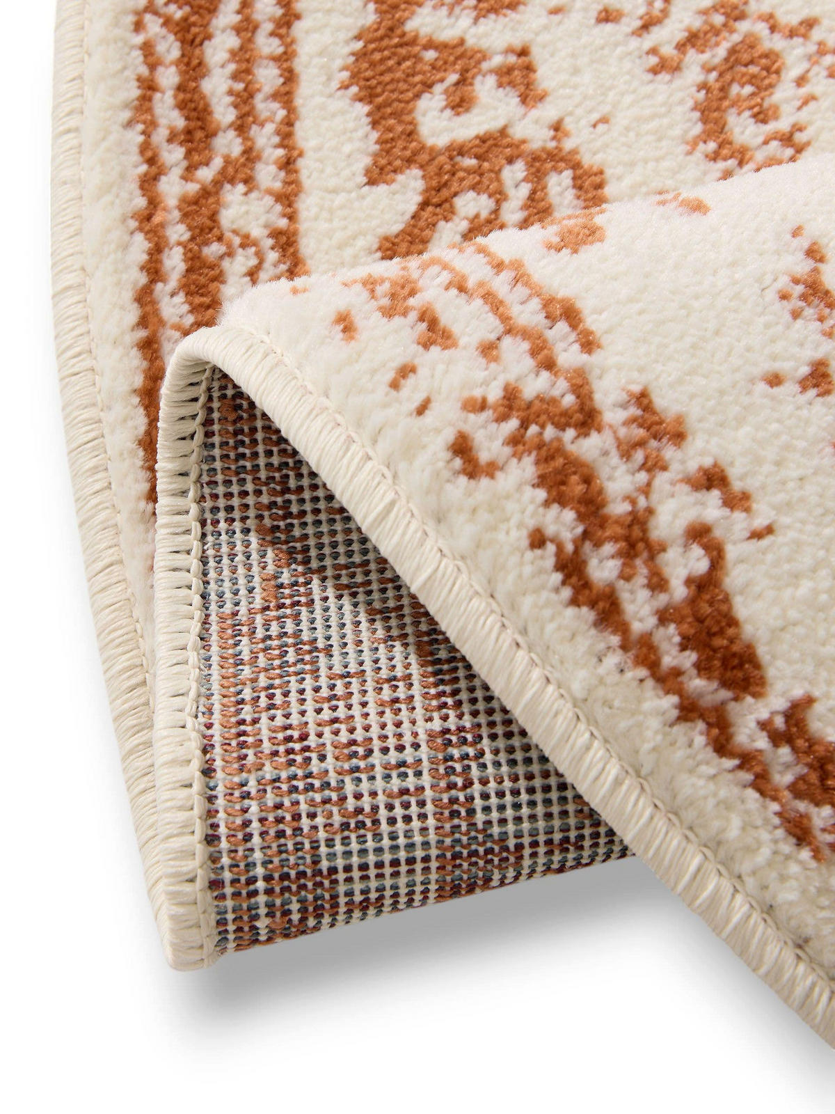 VINTAGE-TEPPICH Suki ø 160 cm rund - Creme/Orange, Kunststoff (160/160cm) - benuta