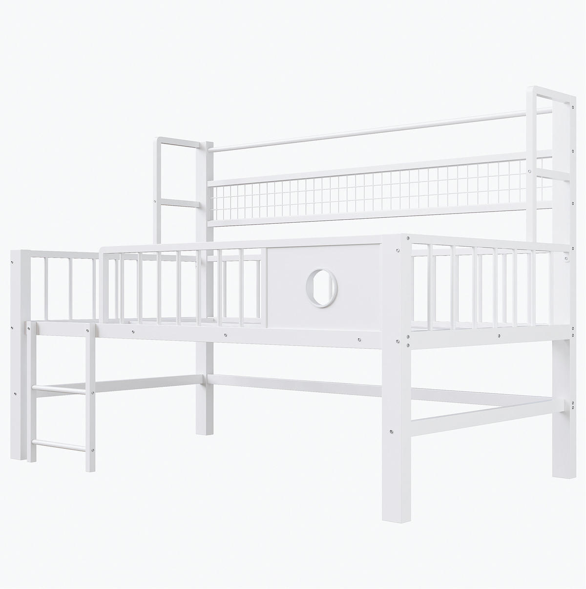 KINDERHOCHBETT niedrig mit Stauraum 90x200 cm Metall Weiß - Weiß, Metall (90/200cm) - Beauniv