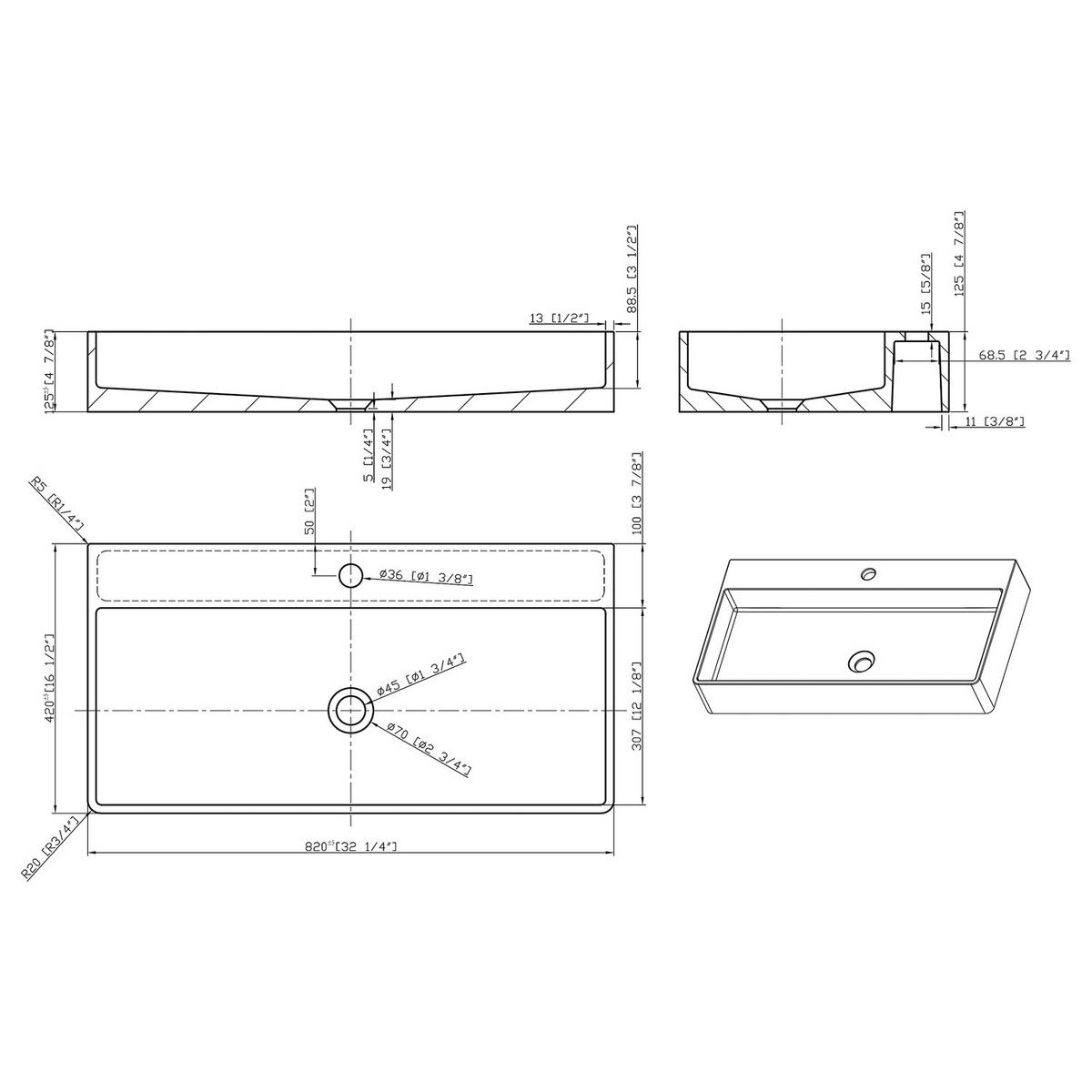 AUFSATZBECKEN - Grau - Dunkelgrau, Naturmaterialien (82/13/42cm) - home24