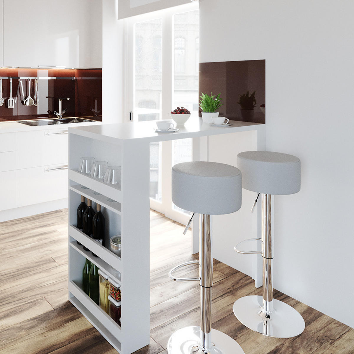 BARTISCH Weiß 57 x 117 cm - Weiß, Holzwerkstoff (57/106/117cm) - Vicco