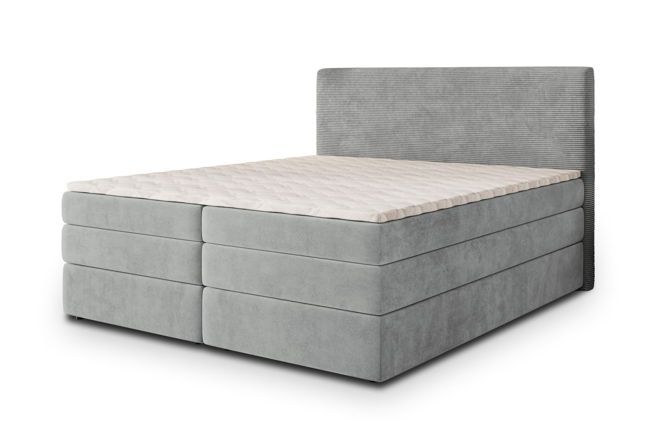MASSENO POSTEL BOXSPRING MATERN 180x200 cm, s matrací a úložným prostorem, světle šedá