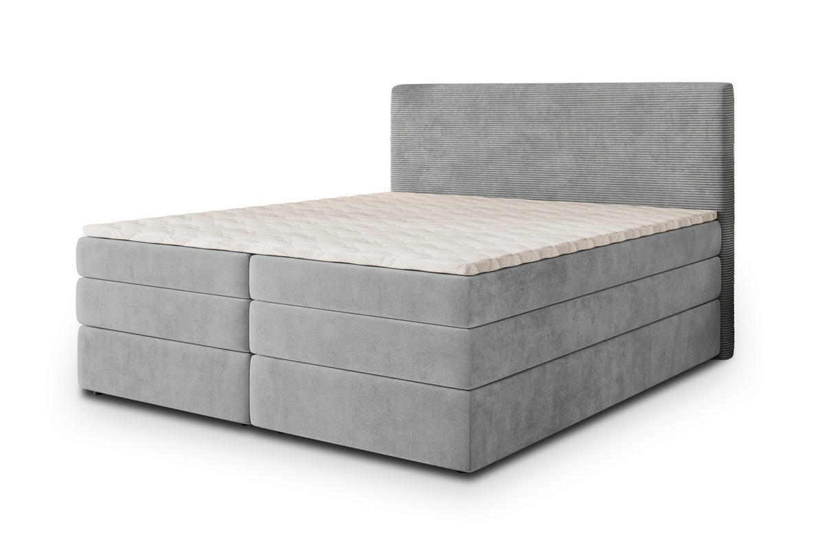 POSTEL BOXSPRING MATERN 160x200 cm, s matrací a úložným prostorem, světle šedá - světle šedá, kompozitní dřevo/textil (160/200cm) - MASSENO