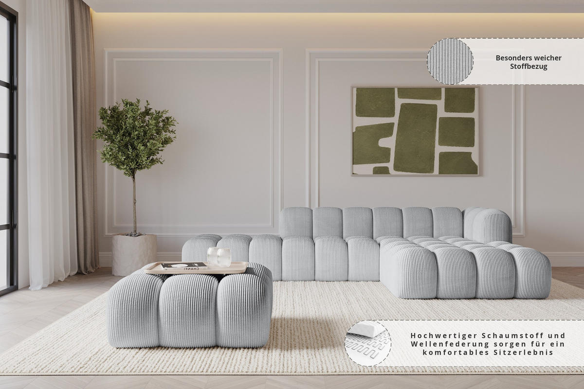 TABURET OLEA-PUF 91x87x44 cm Šedá Manšestr - šedá/černá, kompozitní dřevo/textil (91/44/87cm) - ALTDECOR
