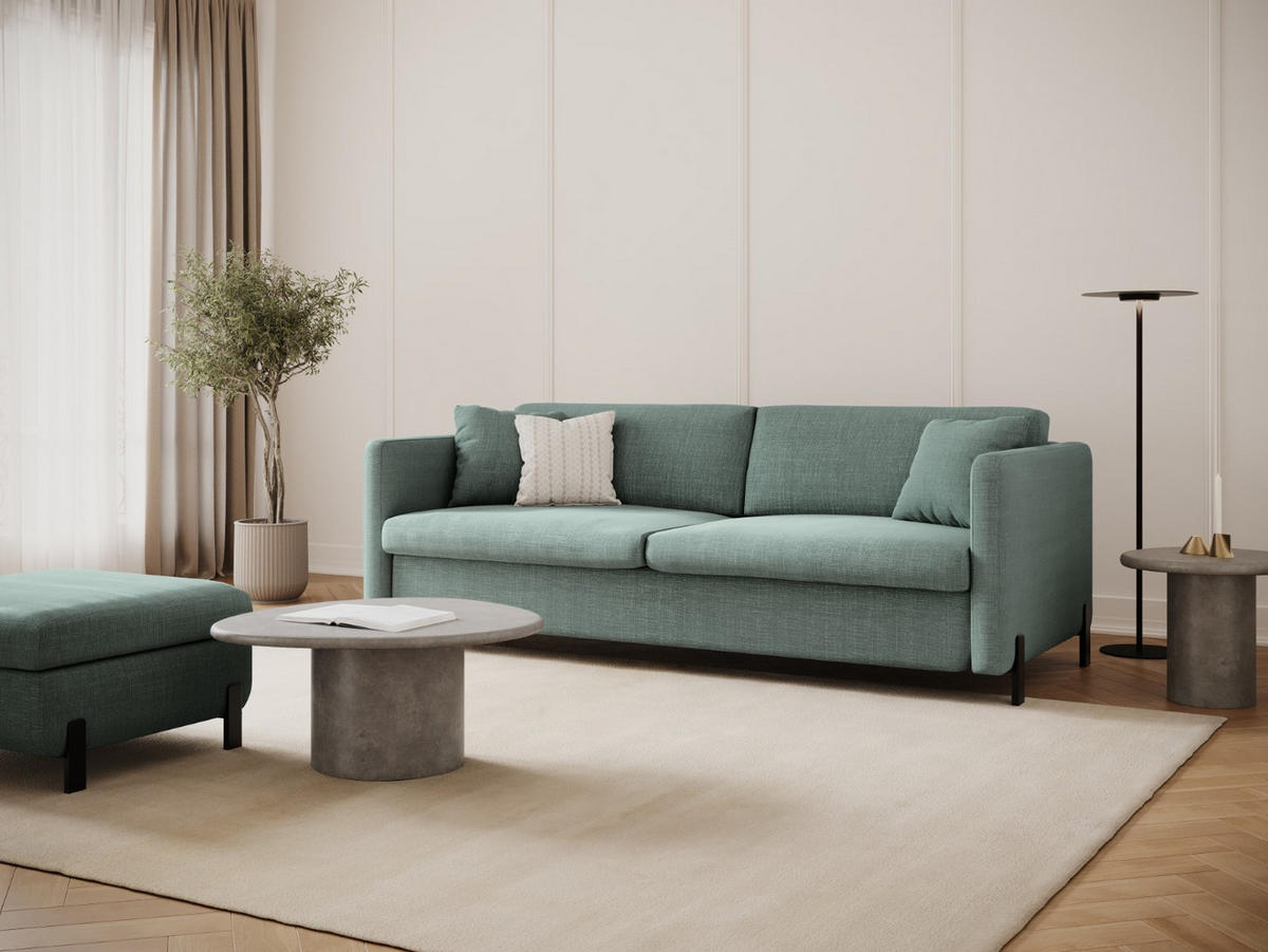 SOFA ausklappbar Gloria aus strukturiertem Stoff minze 2 Sitzplätze - Mintgrün, Textil (102/80/182cm) - Micadoni