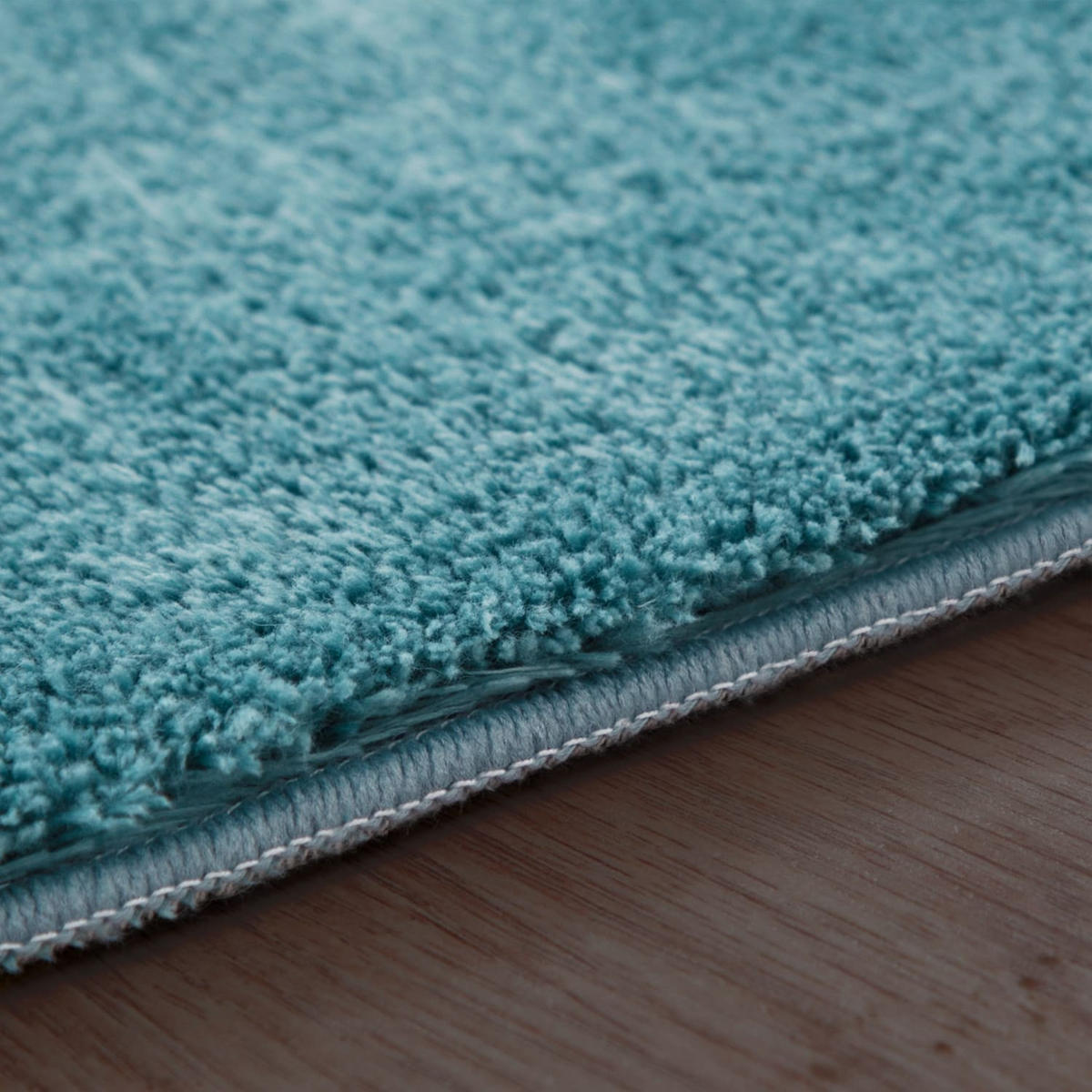 TEPPICH Kurzflor waschbar Unifarben Wohnzimmer schmutzabweisend Türkis Rund 80D - Türkis, Textil (80/80cm) - KADIMA DESIGN