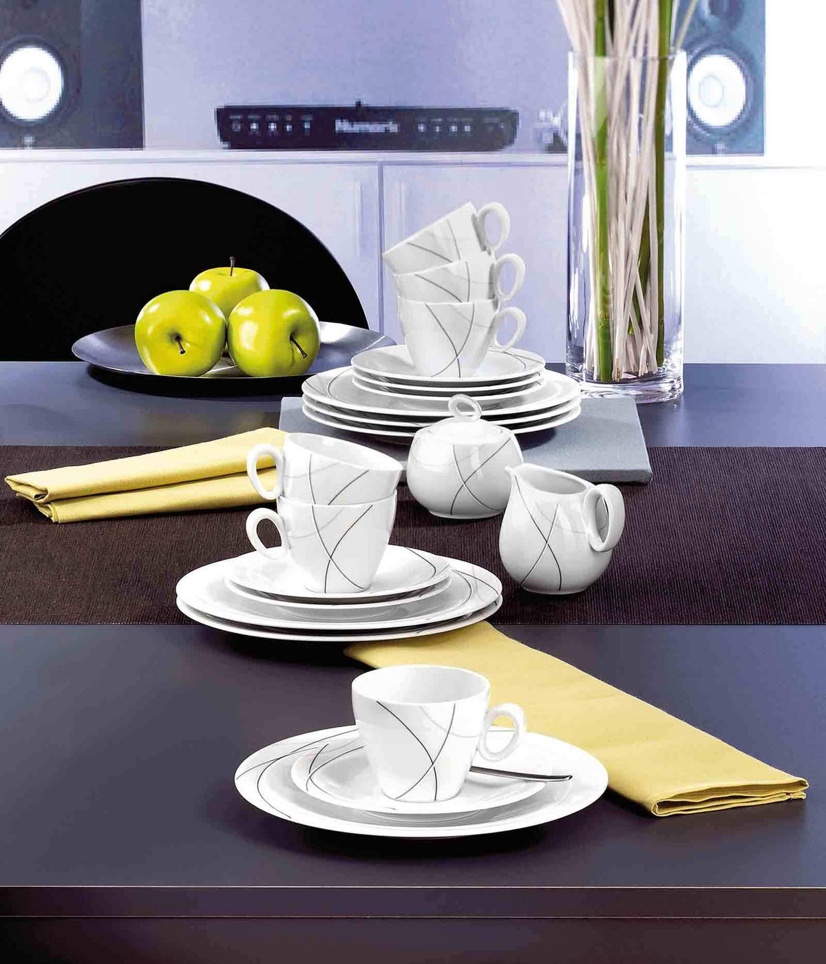 KAFFEESERVICE Trio Highline schwarz-weiß 20er Set - Schwarz/Weiß, Keramik (24/18.1/43cm) - Seltmann Weiden