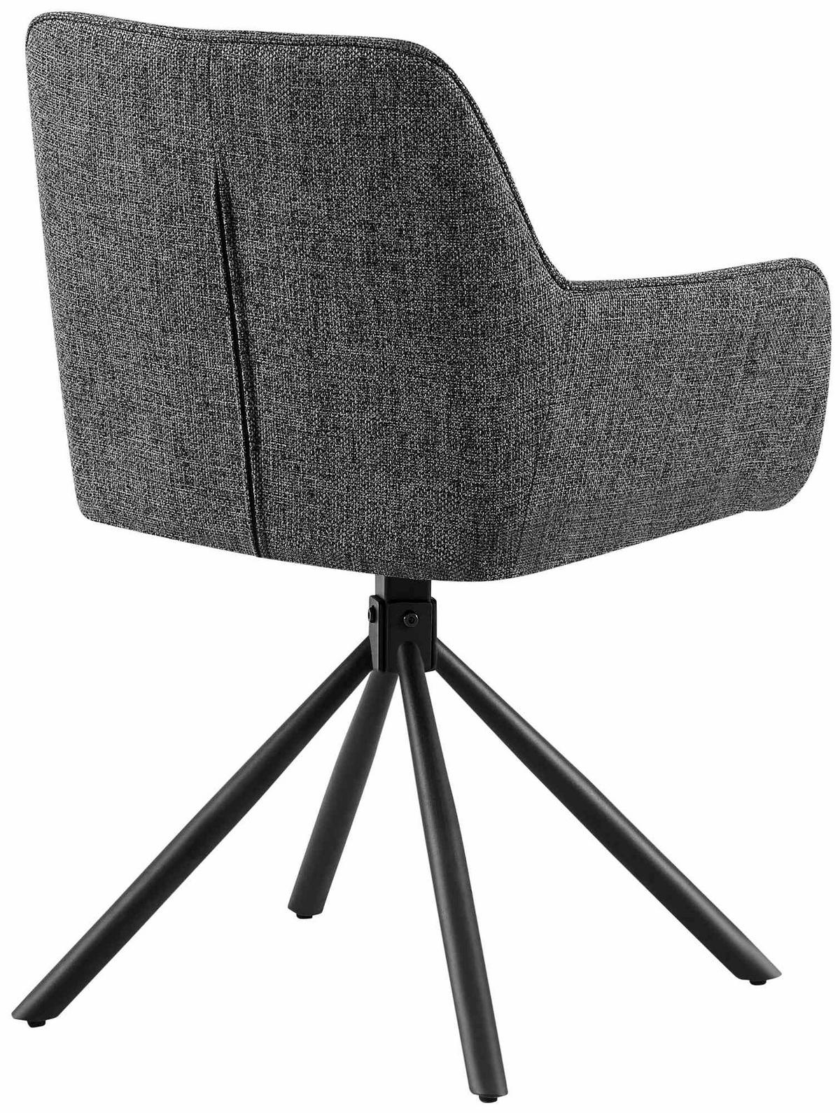 ARMLEHNENSTUHL 2er Set Stoff Dunkelgrau - Dunkelgrau/Schwarz, Textil/Metall (58/84/59cm) - CLP