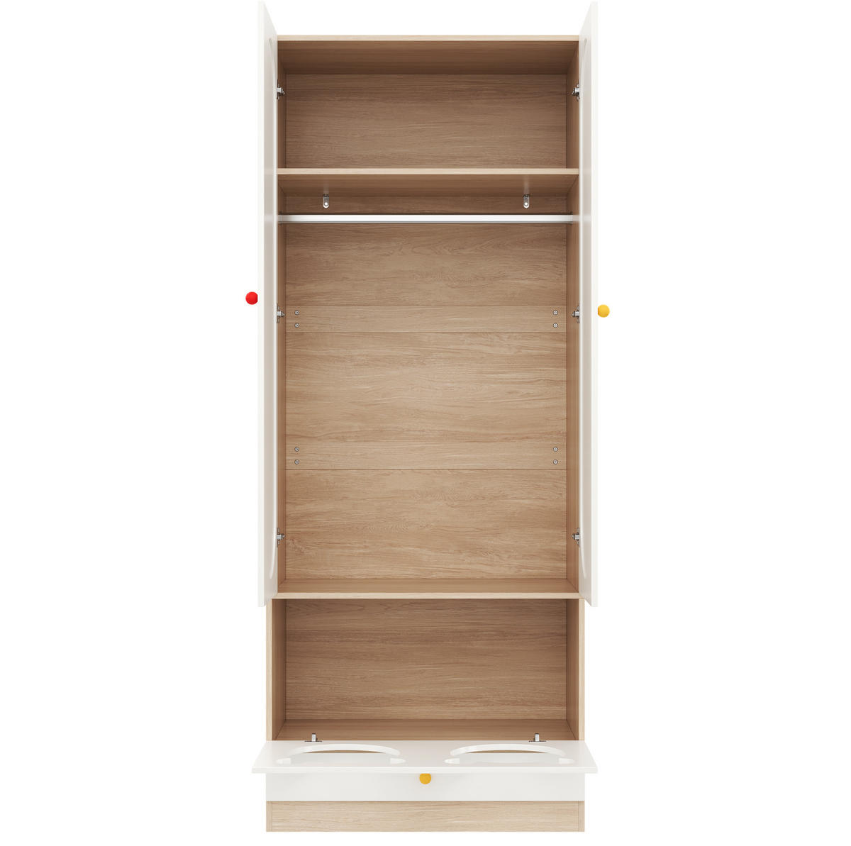 KLEIDERSCHRANK 80/200/50 cm Weiß/Natur aus MDF mit Haustierbereich 2er Set - Naturfarben, Holzwerkstoff (50/200/80cm) - OKMYHOME