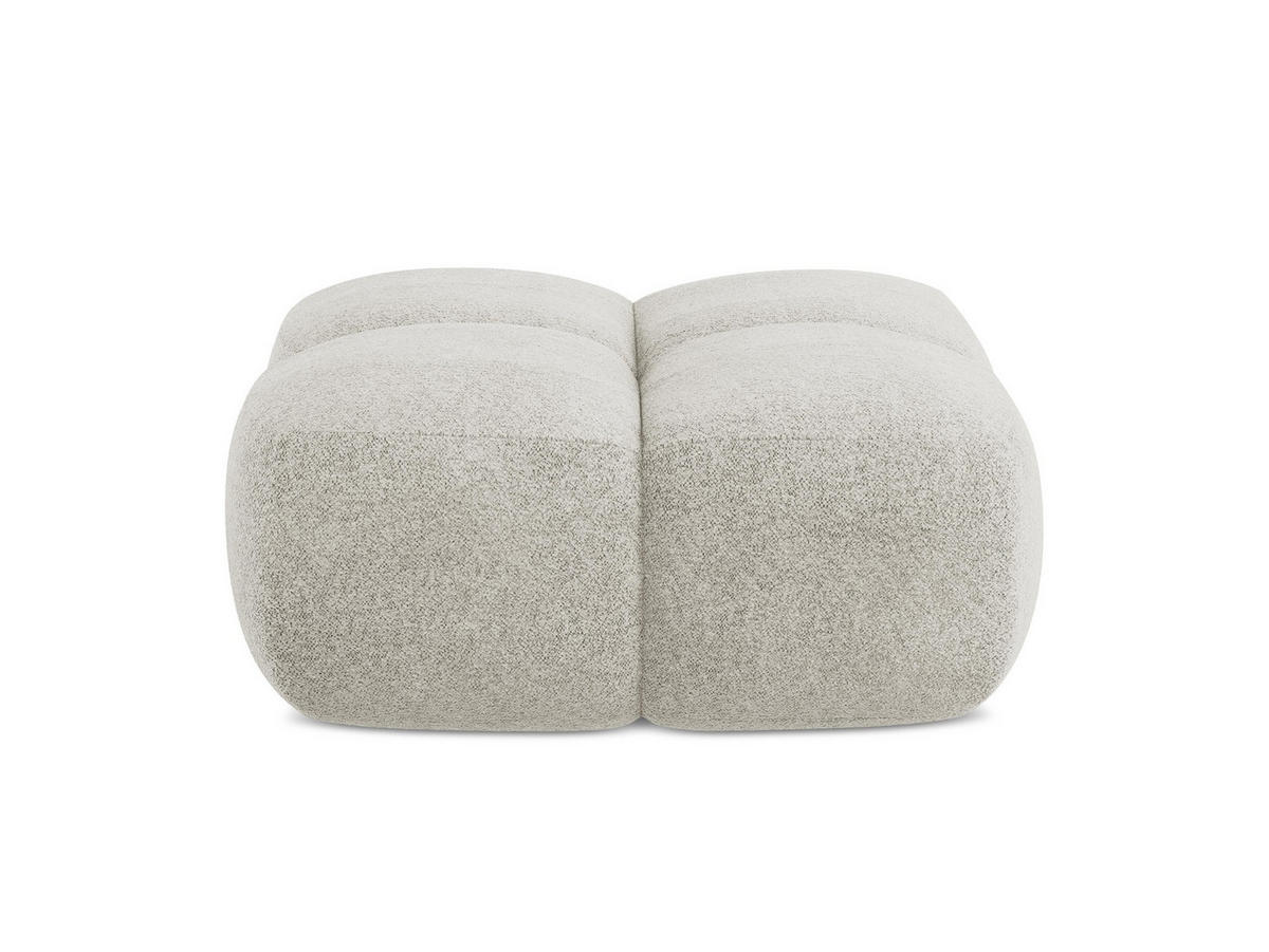 POUF Chenille Stoff Beige - Hellbraun/Schwarz, Holzwerkstoff/Kunststoff (90/39/90cm) - Makamii