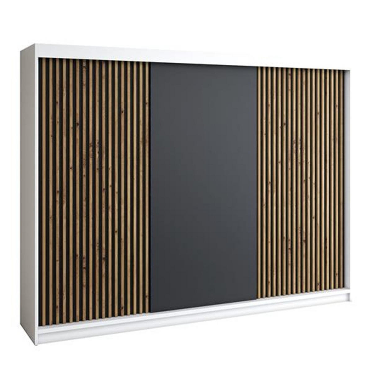 SCHWEBETÜRENSCHRANK 200 CM IOSA Farbe: Weiß, schwarz - Schwarz/Weiß, Holzwerkstoff (200/215/59.5cm) - A&J MöbelLand