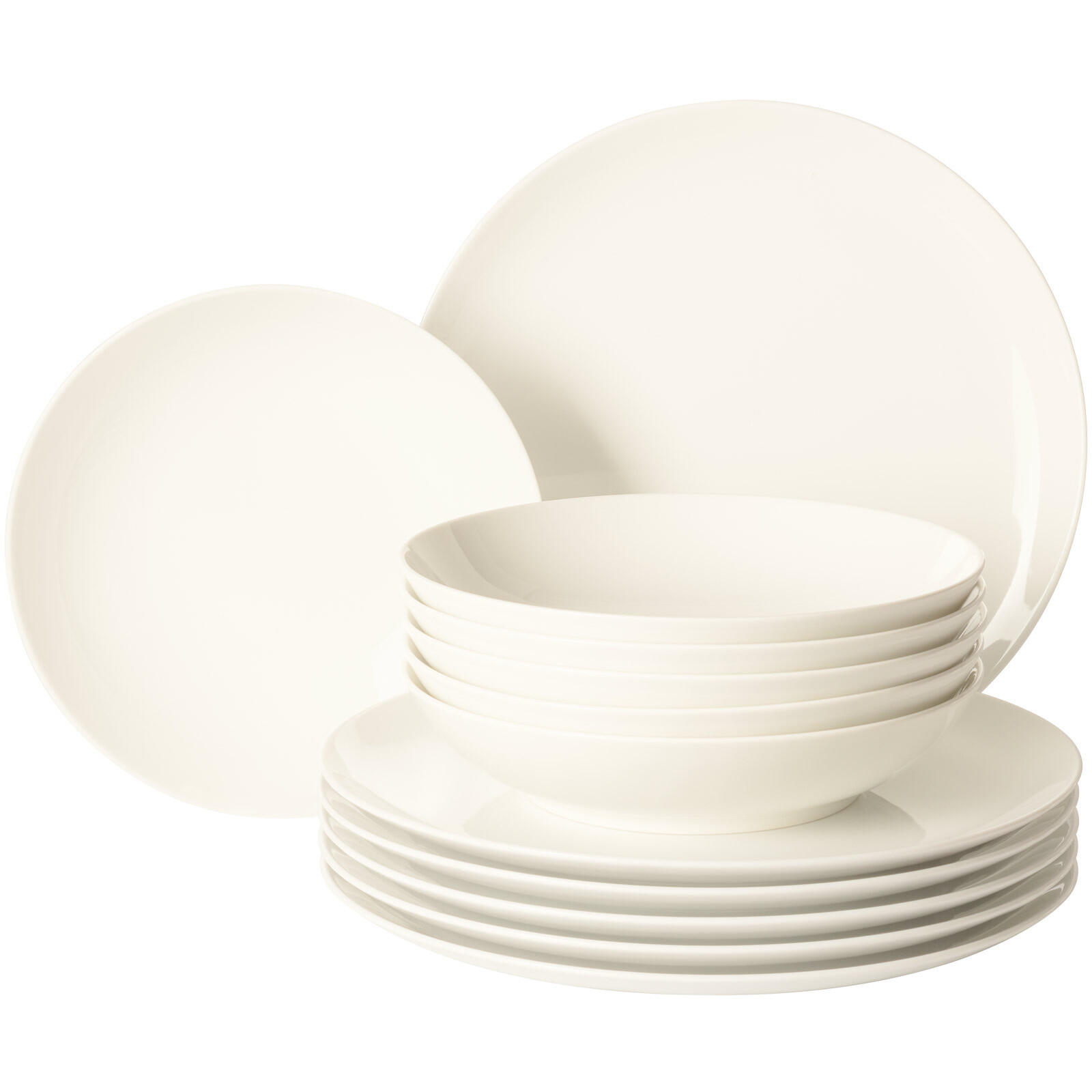 TAFELSERVICE Savona Fine Diamond creme 12er Set - Creme, Keramik (32.3/23.5/32.3cm) - Seltmann Weiden
