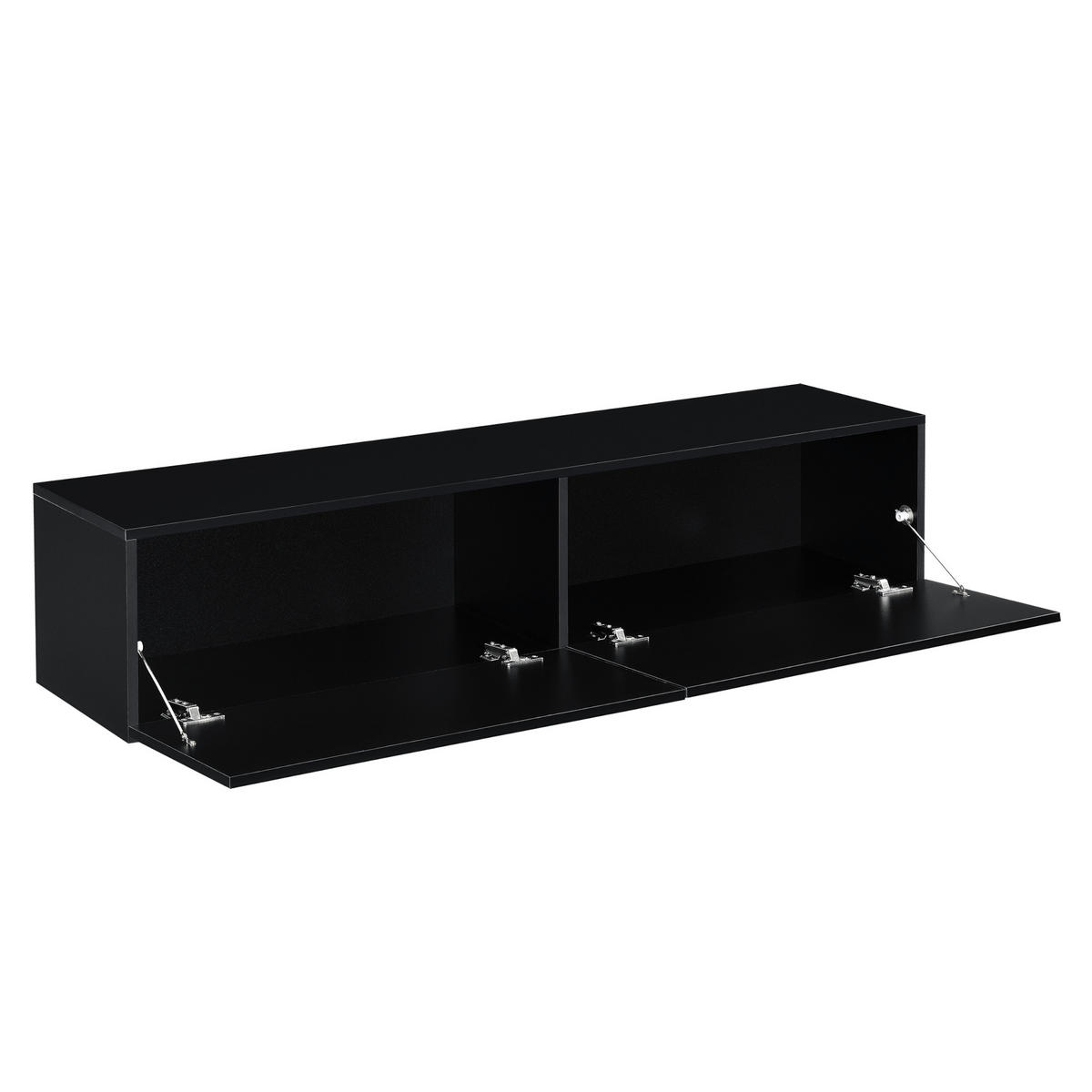 HÄNGELOWBOARD Evaton - Schwarz Hochglanz, Holzwerkstoff (140/30/33cm) - [en.casa]