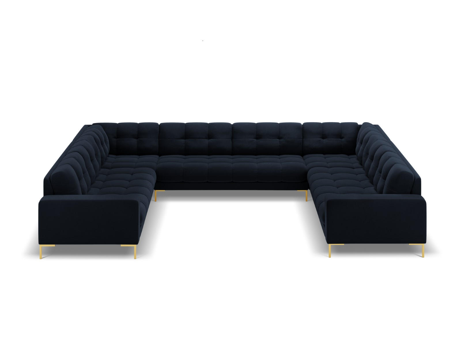 PANORAMASOFA Mamaia aus Samt dunkelblau 9 Sitzplätze - Dunkelblau, Textil (256/75/337cm) - Micadoni