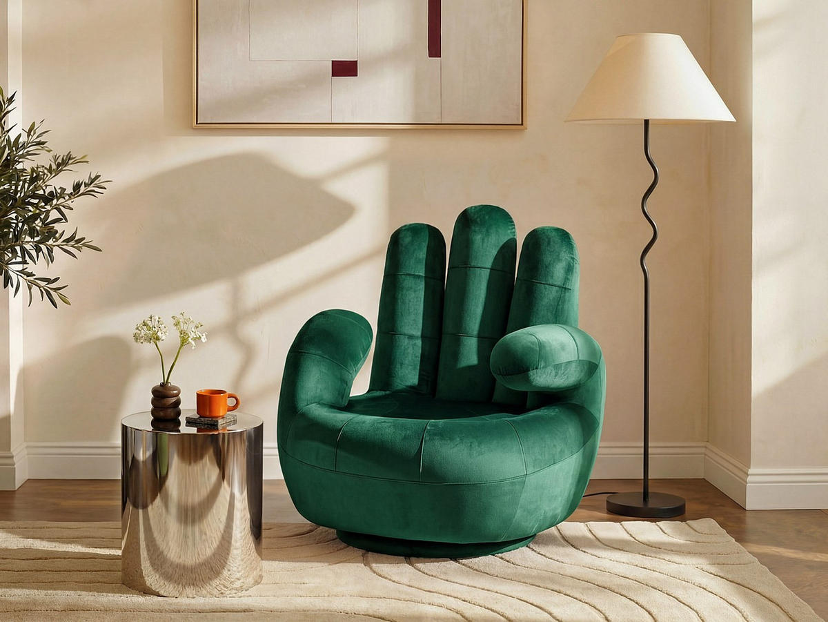SESSEL mit gerader Rückenlehne - 1 Person - Stoff, Samt - Tannengrün - - Waldgrün, Textil (82/89/78cm) - Vente-Unique