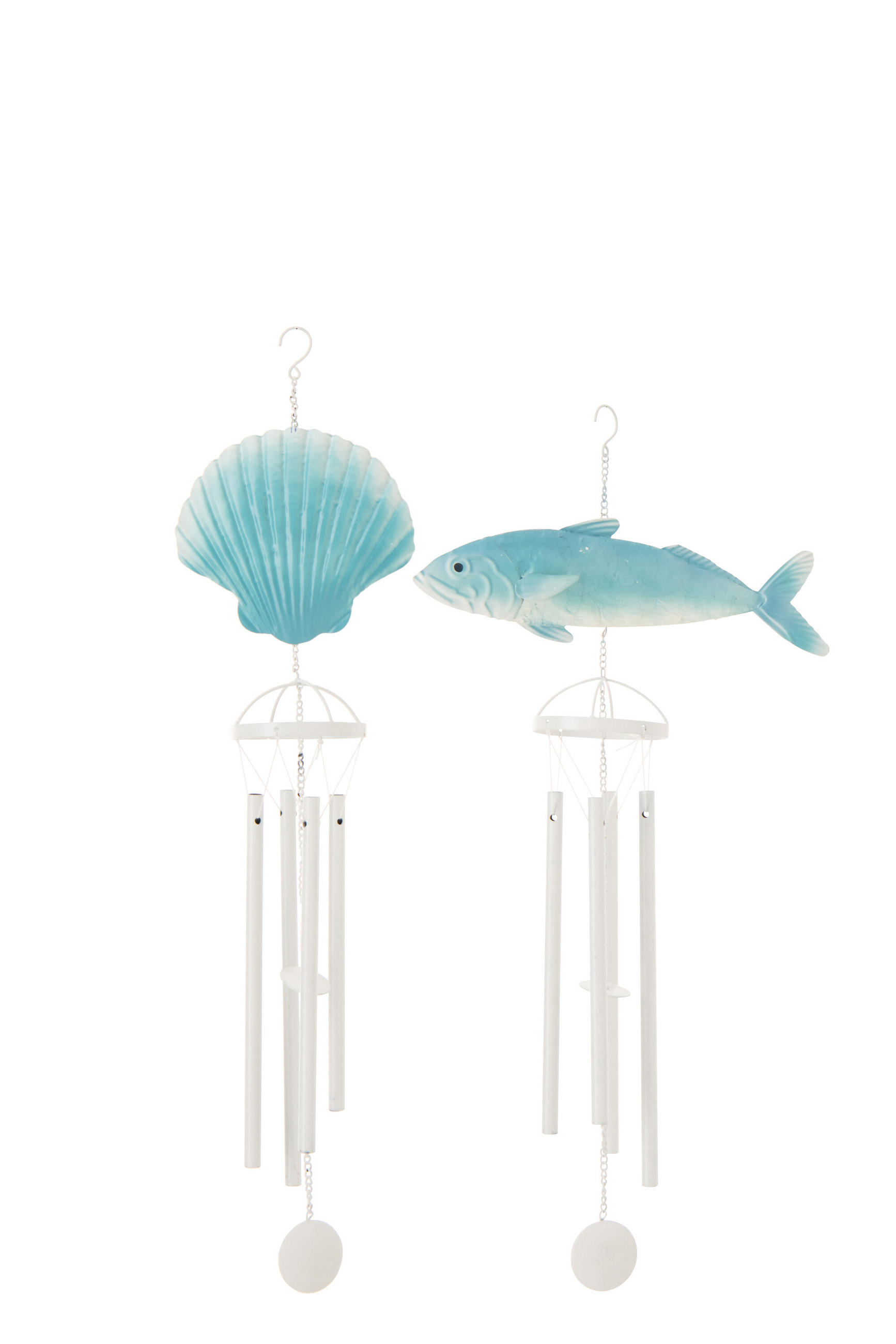 WINDSPIEL FISCH/MUSCHEL (2ER SET) - Blau, Metall (10.7/67.3/24.7cm) - J-Line