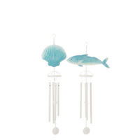 WINDSPIEL FISCH/MUSCHEL (2ER SET) - Blau, Metall (10.7/67.3/24.7cm) - J-Line