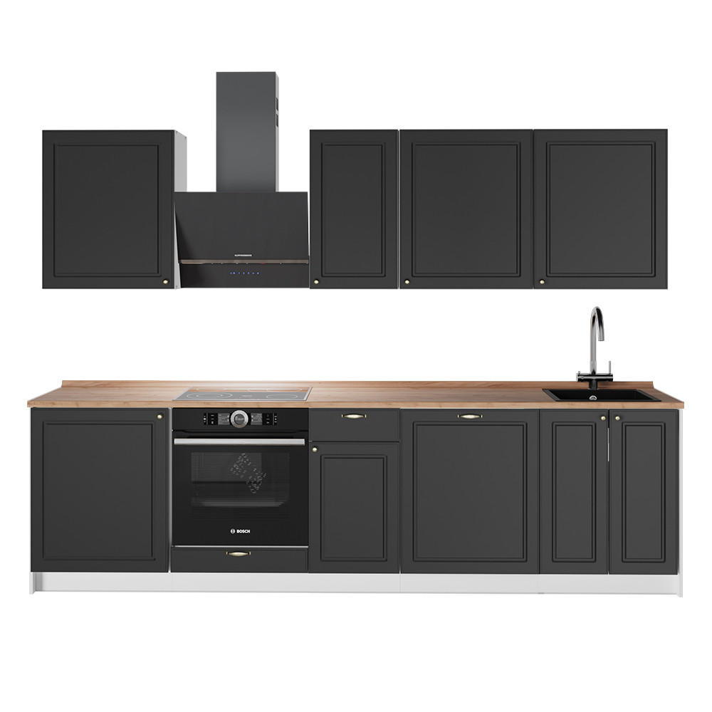 KUCHYŇSKÝ KOUT Fame-Line, Anthrazit-Gold Landhaus/Bílá, 280 cm, PD Dub - bílá/antracitová, kompozitní dřevo (280/82/60cm) - Vicco