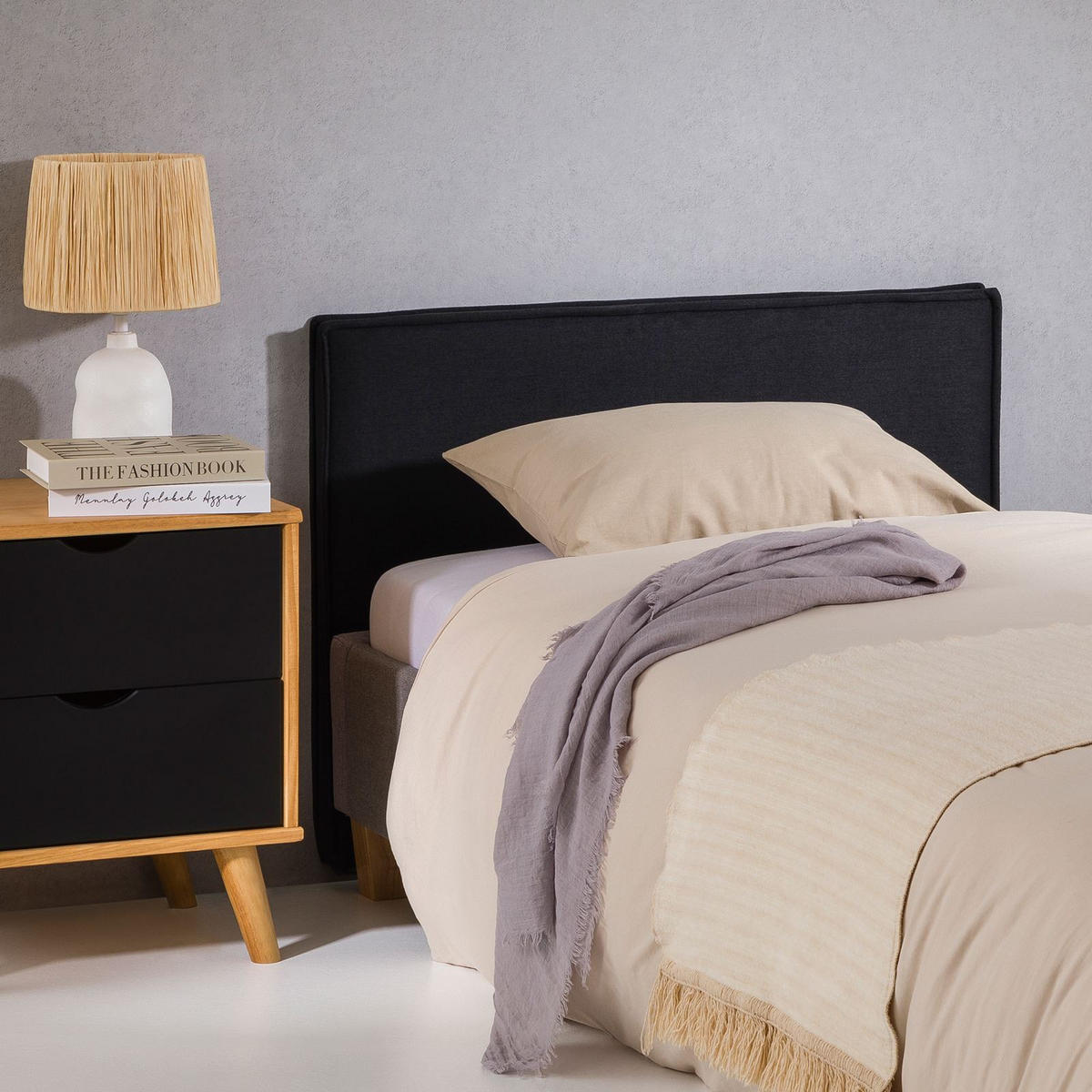 KOPFTEIL ANISA 90X190 CM - Schwarz, Textil (91/69/6cm) - IDIMEX