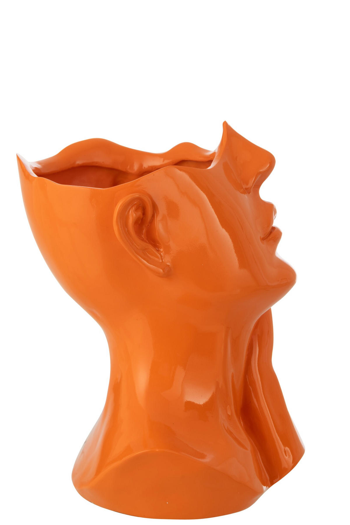 BLUMENTOPF FRAU Orange - Orange, Glas/Naturmaterialien (20/27.5cm) - J-Line