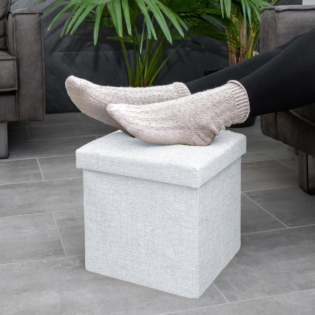 SITZWÜRFEL Faltbar 30/30/30 cm (Weiß) - Weiß, Textil (30/30/30cm) - Intirilife